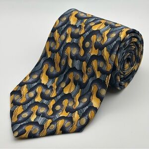 J. Garcia | Abstract Silk Necktie Tie | Blue/Yellow